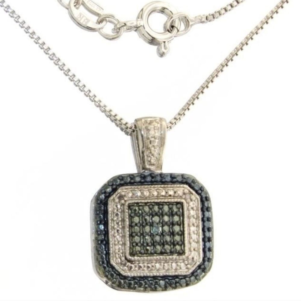 Beautiful Fancy Blue Diamond Accented Necklace pendant